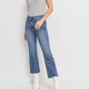 Just black denim- vintage cropped flare jeans
